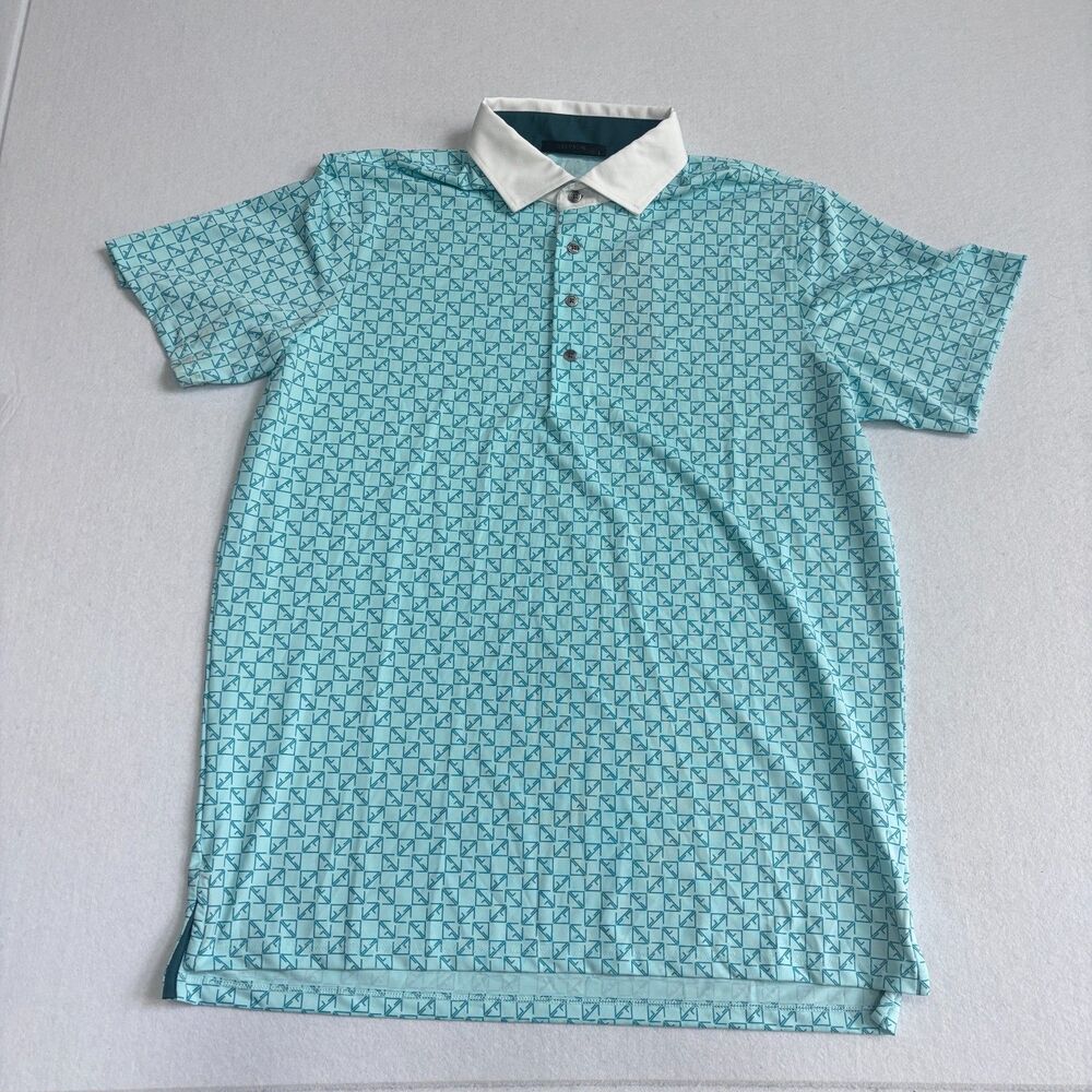 Greyson Maze Runner Polo Mens L Teal Green Golf Short Sleeve Performance NWT